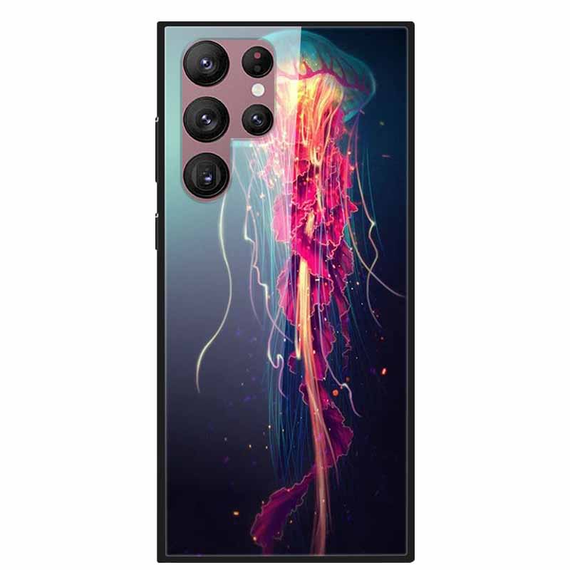 For Samsung Galaxy S22 Ultra 5G Phone Case Tempered Glass Back Cover Hard Case For Samsung  S22 Plus S 22 Capa Shell Funda Coque