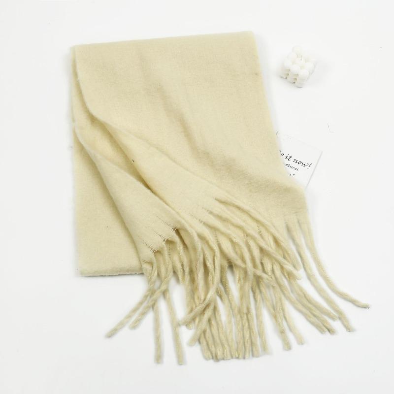 Autumn and winter solid color imitation cashmere beard scarf women's versatile shawl scarf light luxury style