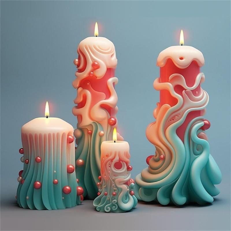 Carved Cylinder Candle Mold, Candle Mold for DIY Candle Gypsum Ornaments Home Decorations, Epoxy Resin Casting