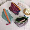 Korean Small Plaid Fabric Storage Bag Contrast Color Tassel Zipper Pouch Multi-use Cosmetic Organizer Coin Purse Mini Handbag