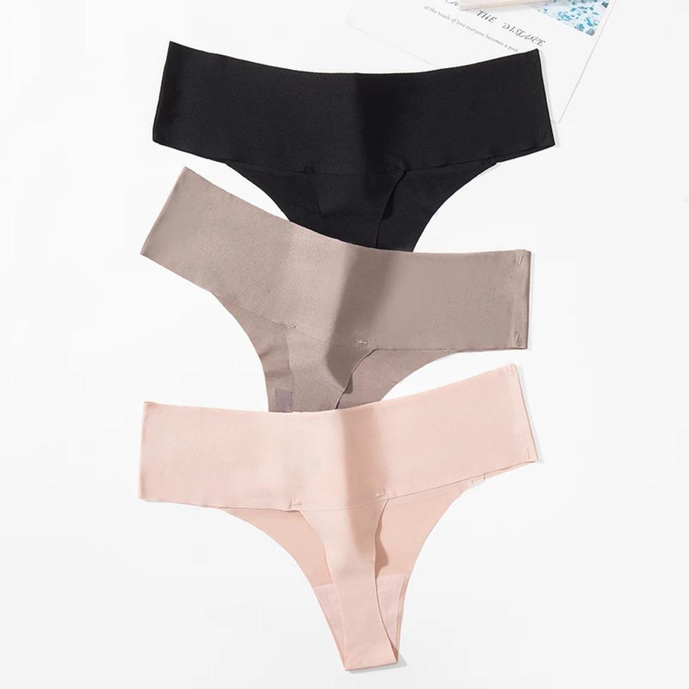 Seamless Women's Panties Silk Satin Female Thongs Breathable Comfort Underwear Sexy Lingerie Fashion G-Strings Sport T-Back