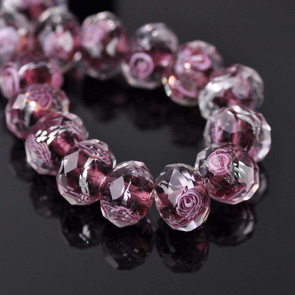 

20 шт. Рондель граненой формы 10 мм 12 мм Кристалл Цветок Лэмпворк Стекло Свободные Разделительные Бусины для Аксессуаров для Изготовления Ювелирных Изделий 12X9mm-20pcs