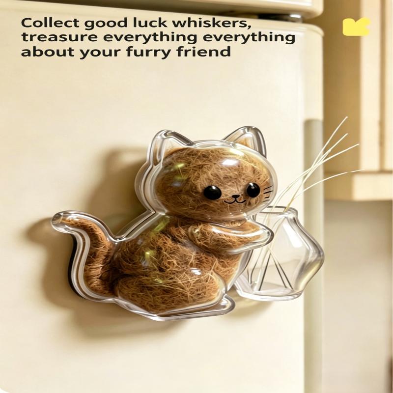 Cute Pet Fur Storage Refrigerator Magnet Transparent Acrylic Pet Cat Fur And Whiskers Memory Capsule Refrigerator