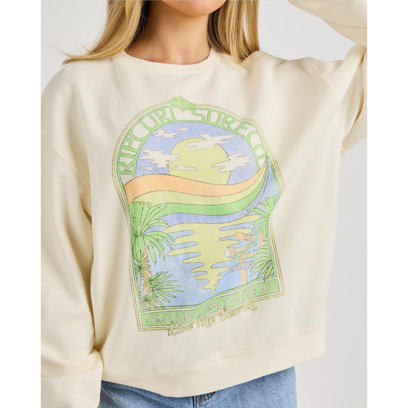 

Australian Surfing Rip * Cur * L Retro Washed Old Green Plants Print Pullover Long sleeve Hoodie Light beige/green plant/tail is not perfect XXL