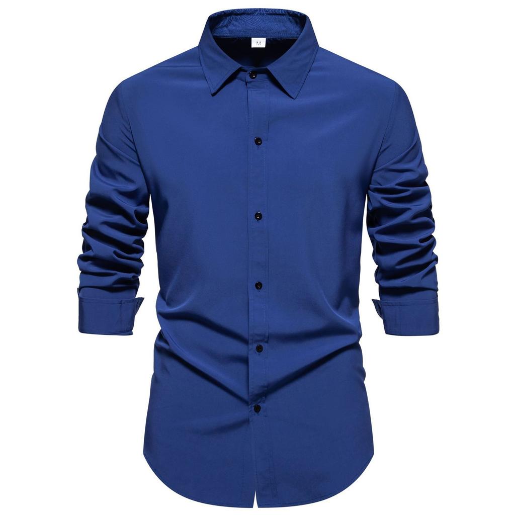 Men's  Button Casual Loose Solid Color Long Sleeve Shirt