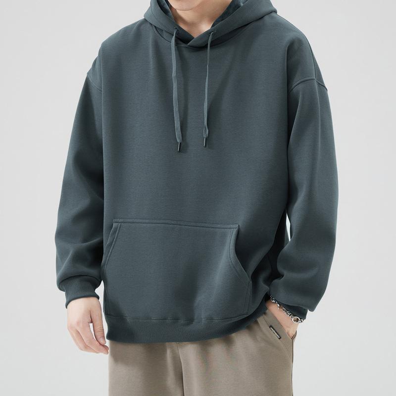 2024 Осень/Зима Новая мужская однотонная толстовка с капюшоном и толстым бархатным пальто/обычное пальто с тяжелым капюшоном XXXL