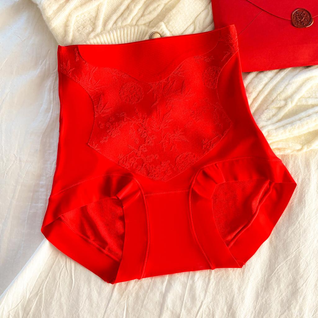 Ladies Spring and Autumn New Comfortable High Waist Belly Lift Hip Pure Cotton Bottom No Mark Briefs