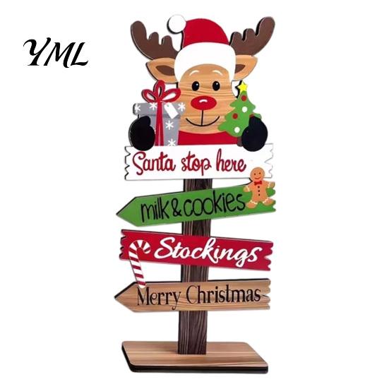Vintage Wooden Christmas Decor Table Decoration, Rustic Tabletop Sign, Farmhouse Decorative Holiday Signs for Home Desktop Plaque Party Tiered