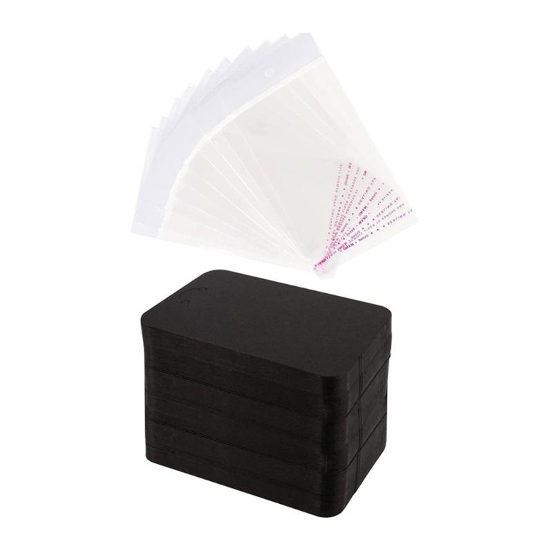 100Pcs Keychain Jewelry Cardboard with Self-sealing Bag Paper Keychain Display Cards Blank Necklace Packaging Supplies чёрный