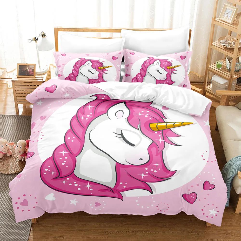 Cute Dream Unicorn Bedding Set Adults Children Winter Duvet Cover Sets Kids,twin Full Bedroom Set Home Textile Housse De Couette