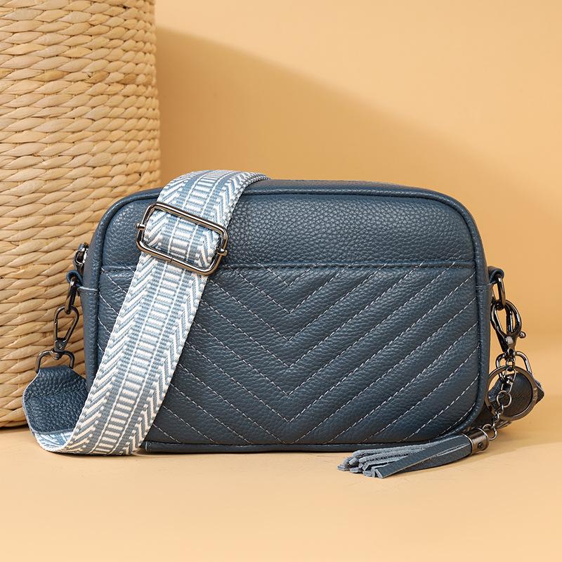 Dámská kabelka z pravé kůže s kosočtvercovou výšivkou, ležérní, pro ženy, zahraniční styl, taška přes rameno, první vrstva, hovězí kůže, jednoduchá malá čtvercová taška