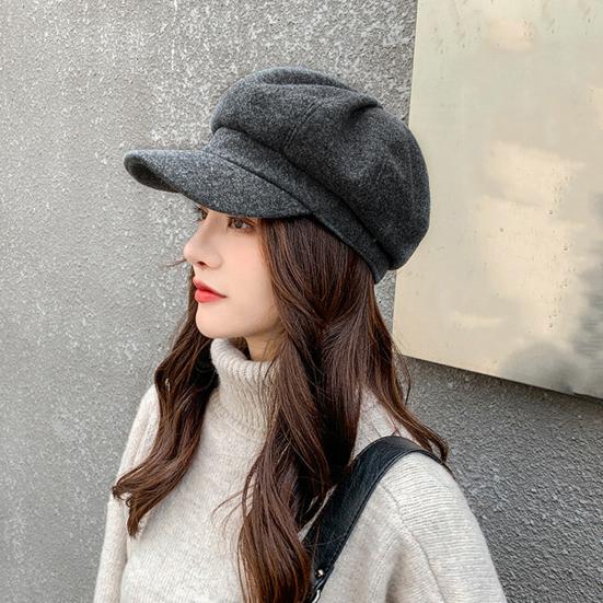Beret Hats Exquisite Stitching Thick Woolen Casual All Match Decorative Winter Beret Caps for Women