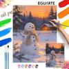 Christmas Snowman Cabin Sunset digital painting oil painting art kit hand painting home decoration painting