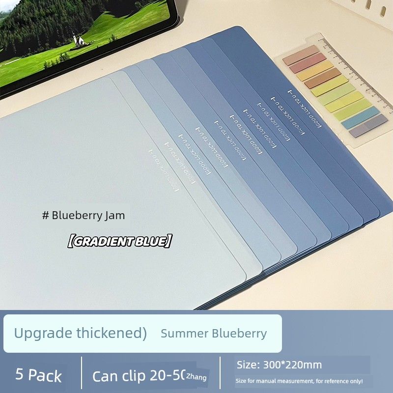 Gradient Single A4 Paper Protective Cover Office Folder [Upgraded and Thickened] Gradient Blue 5-Pack