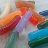 14-Color Faux Jade Bent Tube Acrylic Beads - Marbled Flower C-Shaped for DIY Jewelry & Accessories