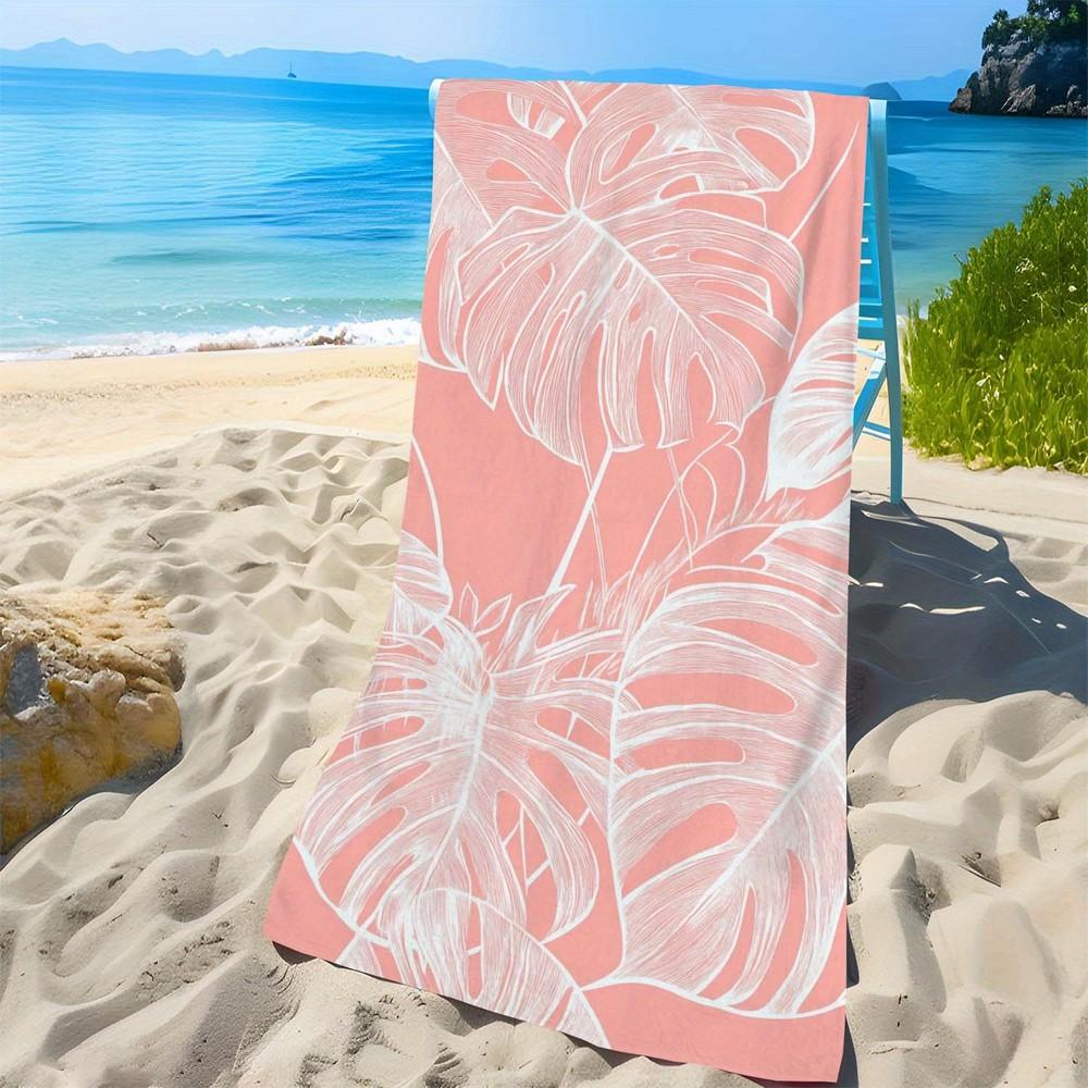 Aesthetic Pink Monstera Beach Towel Patterned Sunscreen And Windproof Suitable For Swimming Pool Camping Travel Blanket