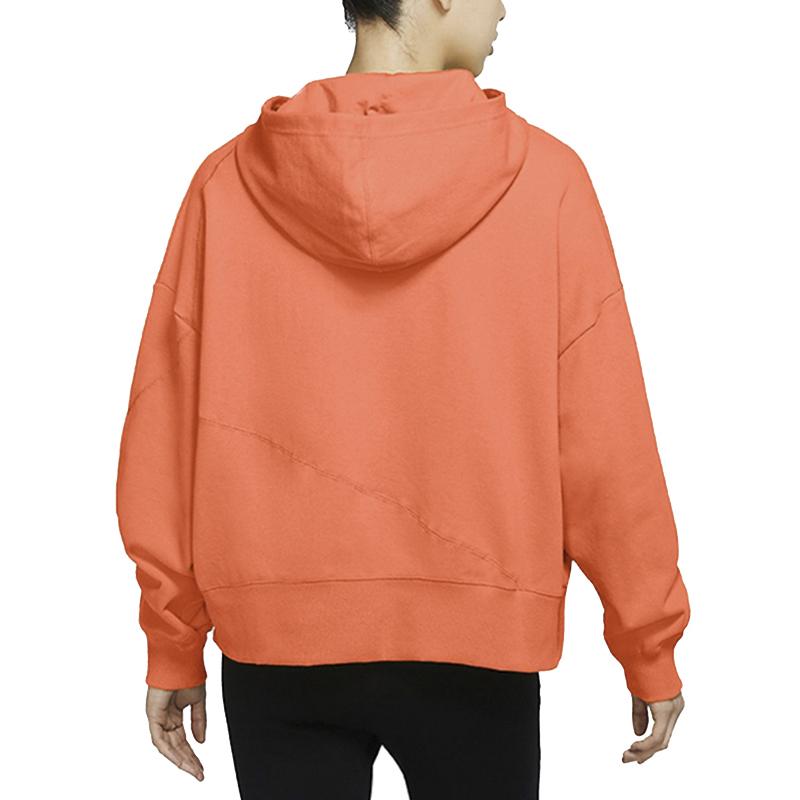 Nike Irregular Patchwork Pocket Loose Hoodie Women Tops Orange DC5281-842
