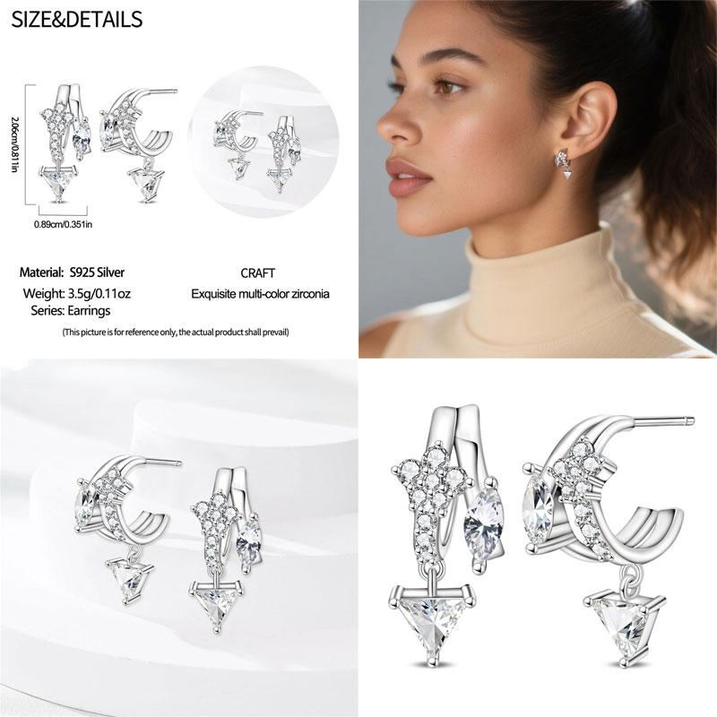 New Original S925 Silver Lucky Four-Leaf Clover French Women's Earrings Fashion Party Anniversary Jewelry Gift