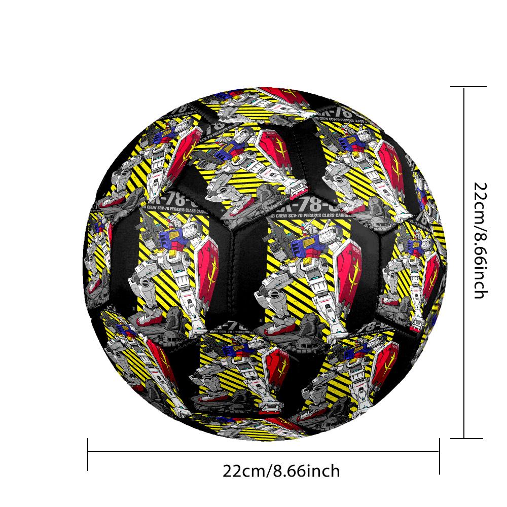 GUNDAM MOBILE SUIT Indoor Soccer Ball Size 5 Colorful All Ages Machine Stitched PVC Competition Ready Durable High-Bounce