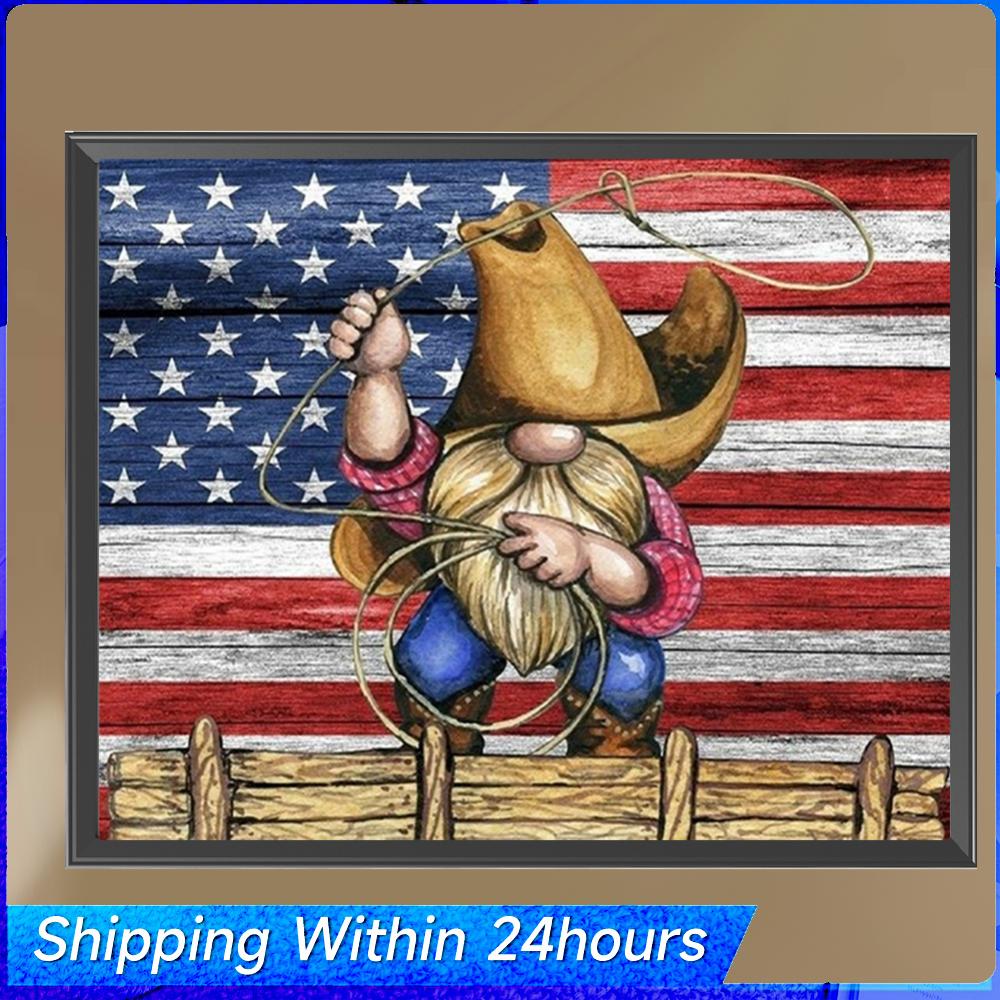 

5D DIY Full Square Drill Diamond Painting Cowboy Gnome Kit Home Decor 50x40cm China Mainland