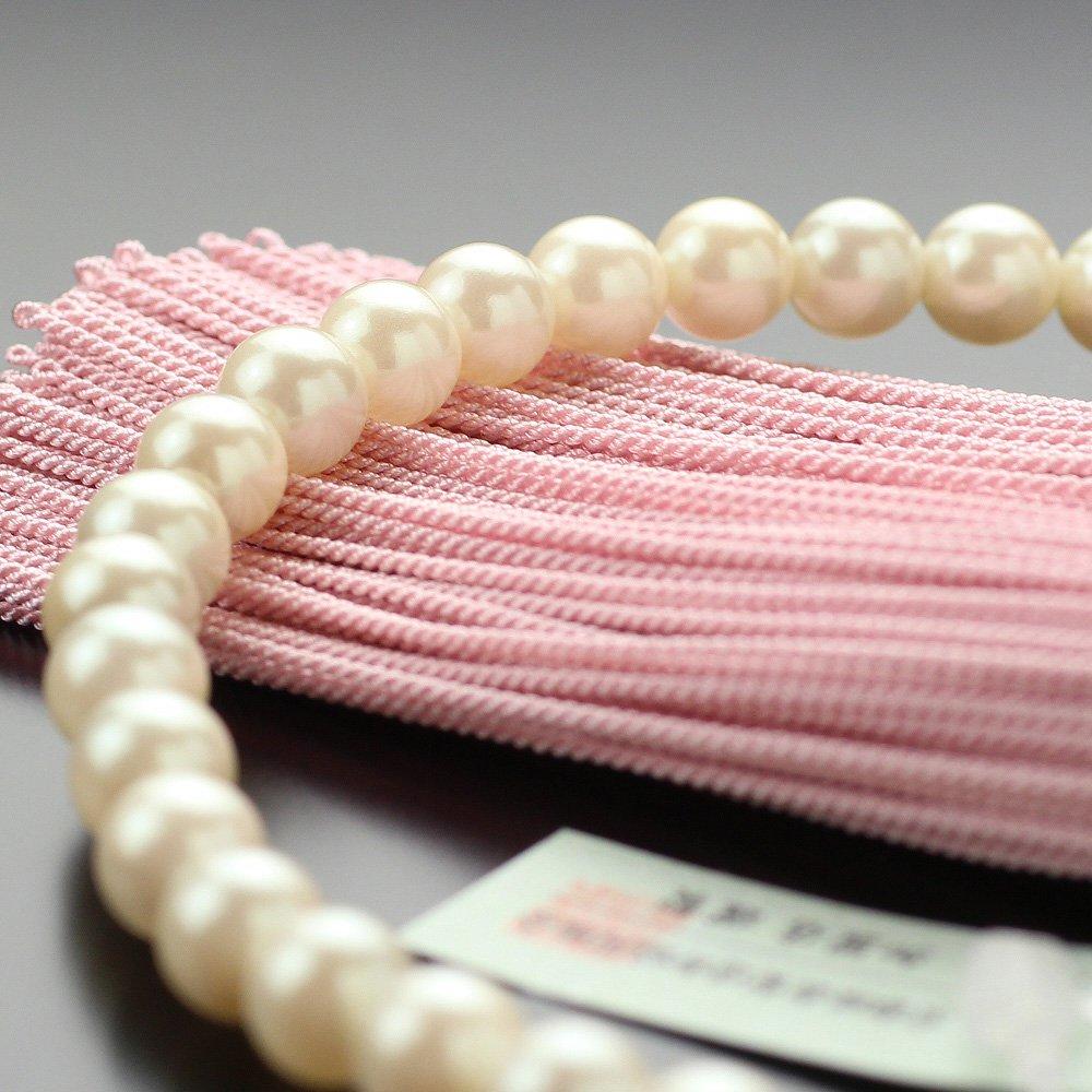 Nenjudotcom Buddhist Prayer Beads Juzu for Women 6.5mm Shell Pearl Pink Tassel Simple Style Kyoto Made with Pouch Suitable for All Buddhist Sects
