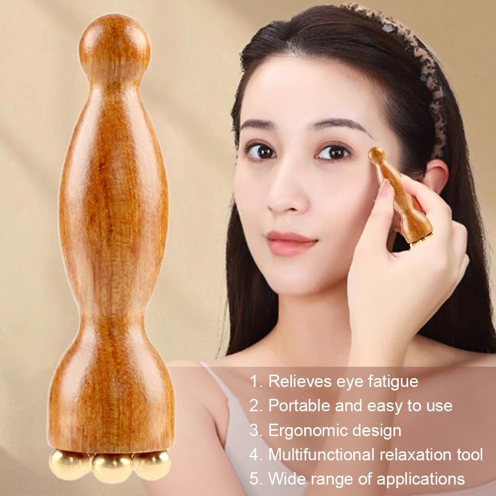 Lotus Seedpod Brass & Rosewood Facial Gua Sha Tool Eye Relaxation Spot Meridians Acupoint Massage Handheld Eye Skin Care