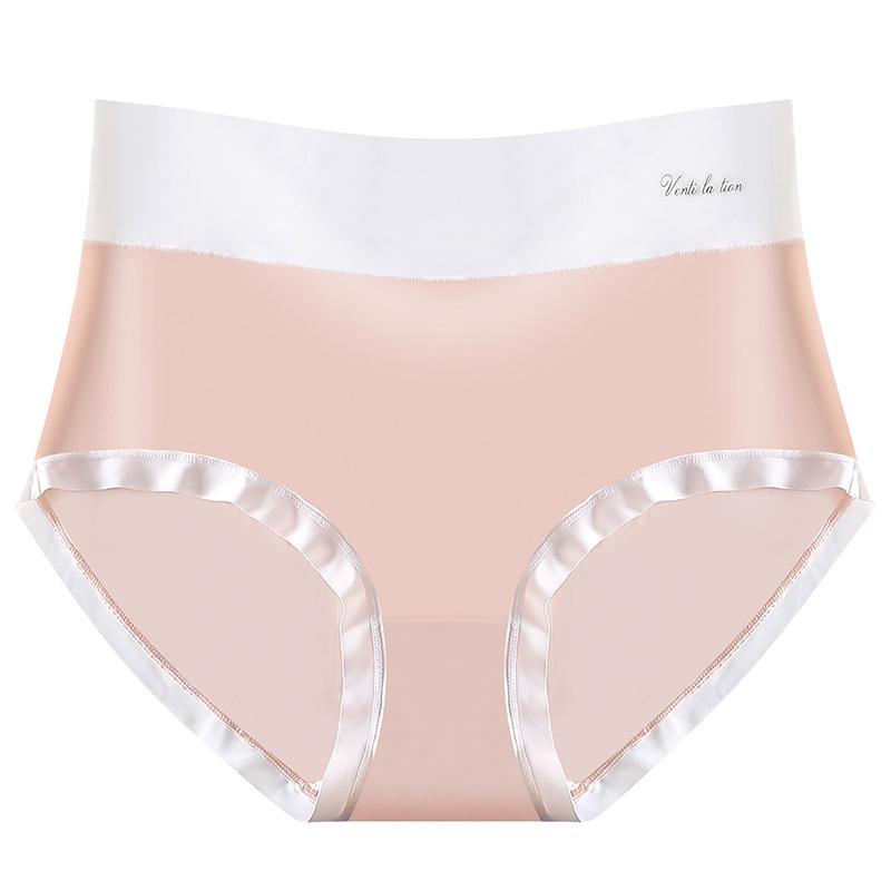 Ultra-Thin Seamless Plus Size High Waist Ice Silk Briefs for Women