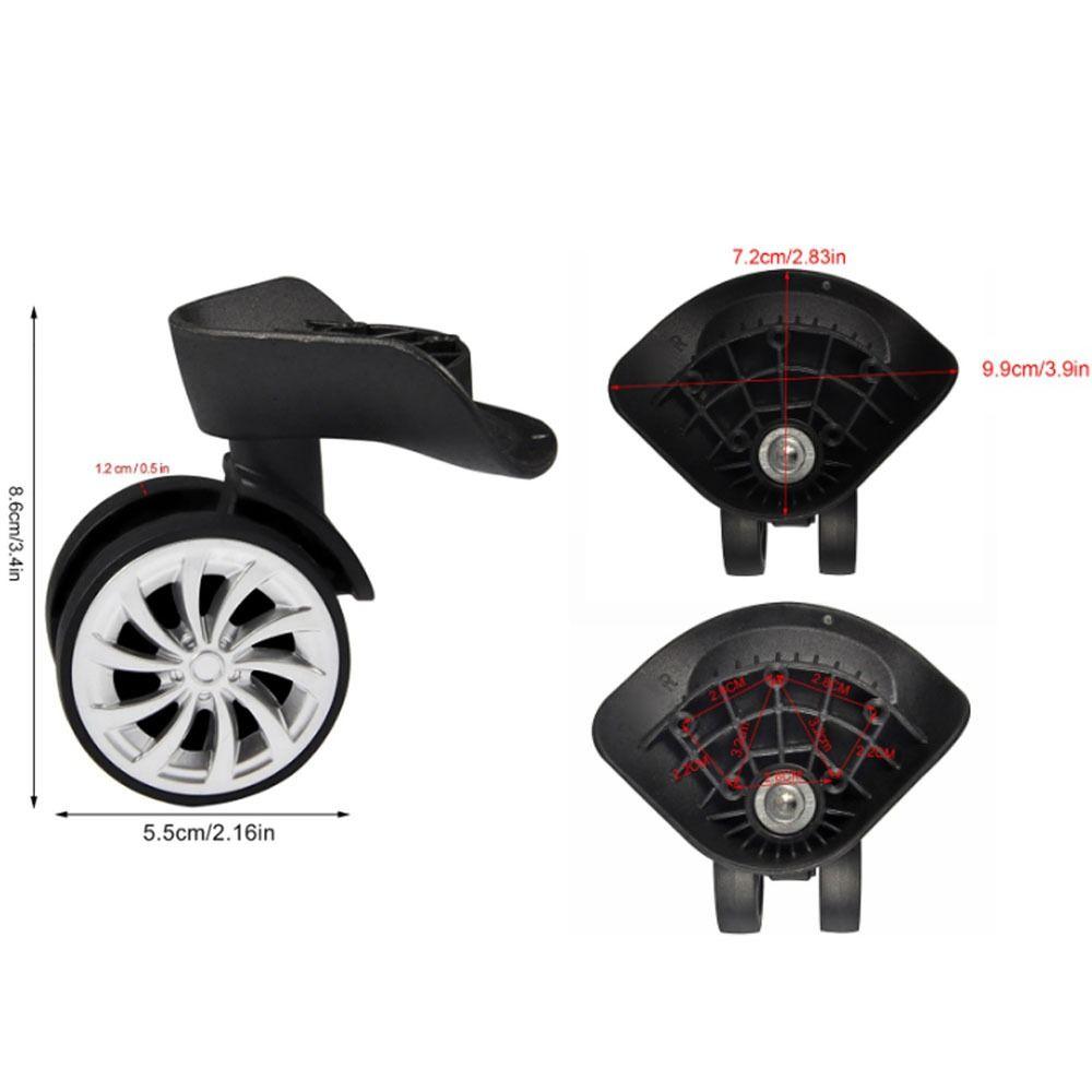 1Pair Durable PP+PET Swivel Wheel Replacement 360 Rotating Black Suitcase Wheels Luggage Wheels Outdoor Use