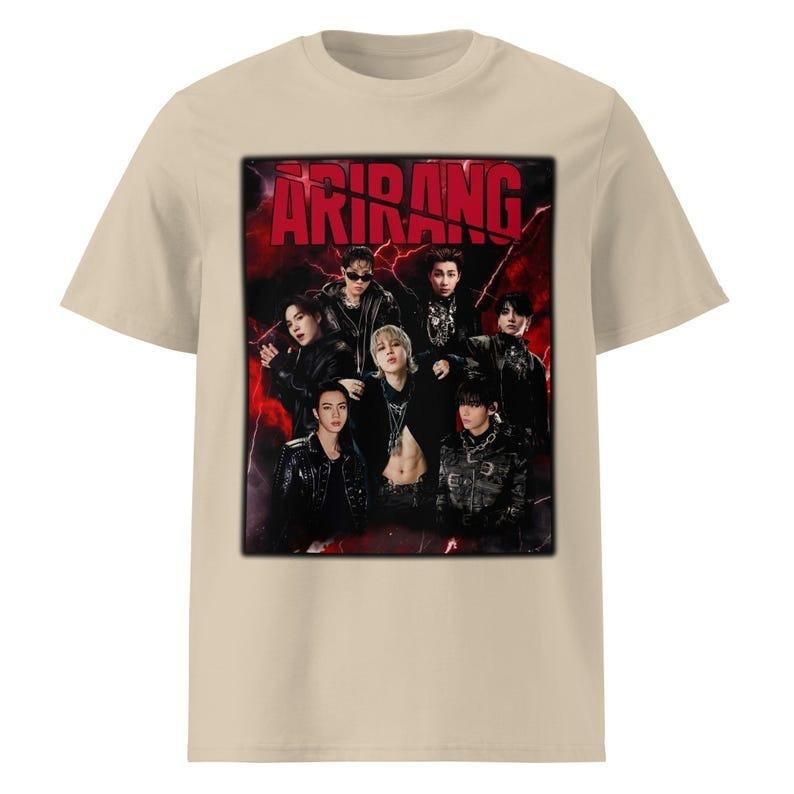 Summer Fashion Tee BTS Arirang Hooligan Style T-shirt - Edgy Group Collage Red Lightning Kpop Concert Merch ARMY Gift
