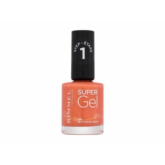 Vernis À Ongles Rimmel London Super Gel Step1, 096 Heatwave Away - Effet Éclaboussures - Couleur Orange
