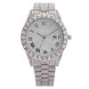 Men's Hip Hop Trendy Fashion Large Dial Diamond Cuban Chain Watch Set