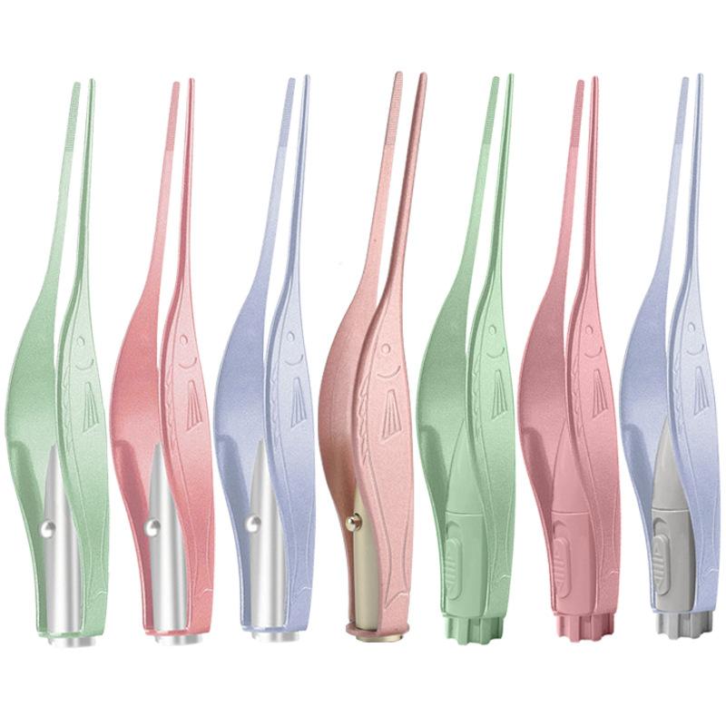 Children'S Luminous Ear Scoop Visual Earpick Ear Scoop Luminous Tweezers Booger Clip Ear Pick Set