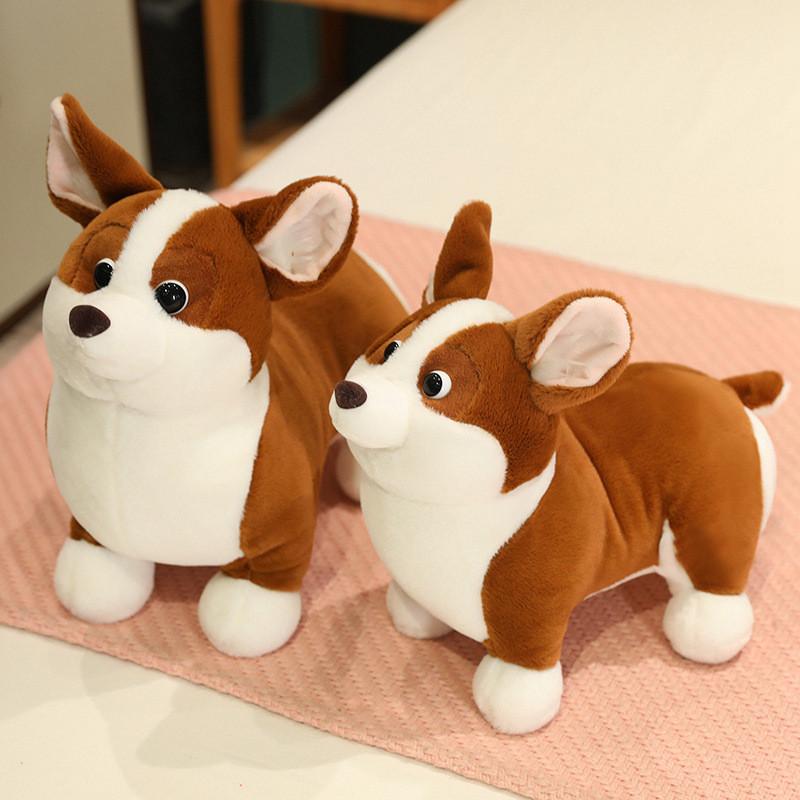 Cute Plush Corgi Dog Toy Soft And Huggable Stuffed Animal For Kids And Pets Brown And White Color 23cm