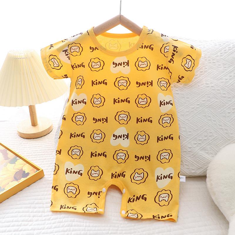 Zomerjongen Baby 0-1 Jaar Meisje Dunne Korte Mouw Cartoon Baby Onesie Romper