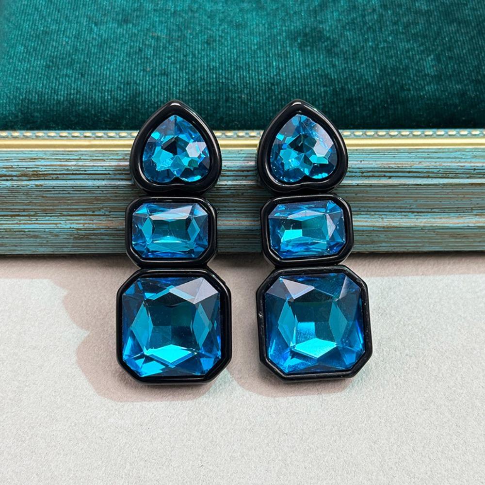 Colorful Geometric Square Studs Heart Shaped Colorful Dangle Earring Women