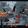 Removable Holiday Window Art 9PCS Halloween Static Stickers, Gothic Silhouette Decals, Reusable Waterproof PVC Wall Murals Horror for Glass