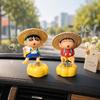 Rotatable Straw Hat Crayon Shin-Chan Car Dashboard Ornaments Auto Interior Console Decor Figurines Desktop Decoration Mini Model