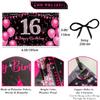Sweet 16 Birthday Banner Hot Pink, Happy 16th Birthday Decorations for Girls, Sweet Sixteen Party Decorations, 16 Year Old Birthday Photo Props Yard
