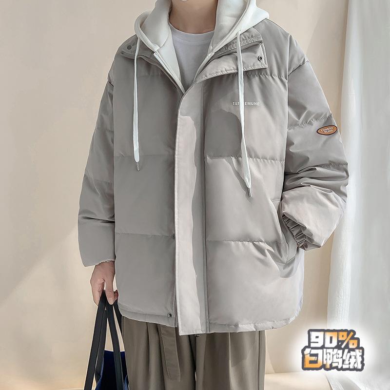 Autumn and winter fake two-piece hooded down jacket men's 2022 new trendy brand thickened 90 white duck down casual jacket
