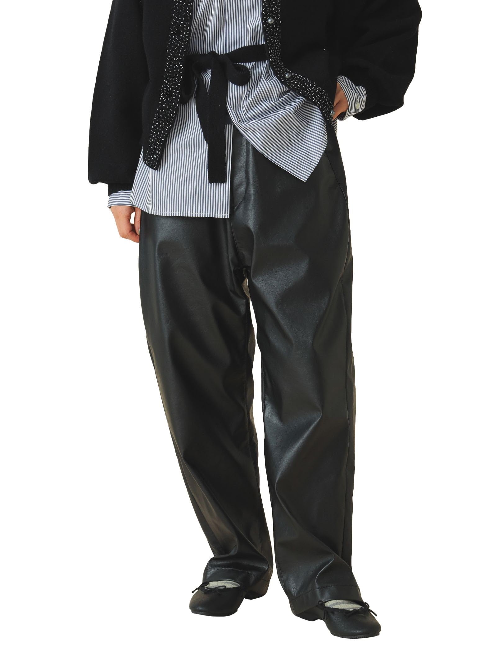 

Рабочие брюки Maturely из искусственной кожи Hook Easy Pants ЧЕРНЫЕ 0 13240360803 [BEAMS BOY] Женские