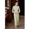 Green cheongsam 1011 new autumn and winter medium and long sleeves improved young girl new Chinese dress small man