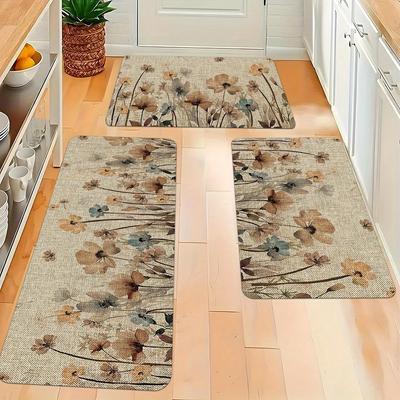 1 Stuk Anti-Vermoeidheid Keukentapijten, Minimalistische Bloemenprint Waterdicht Antislip Dik Gevoerd Keukenmat Zware Uitvoering Comfort Sta-mat voor Keuken