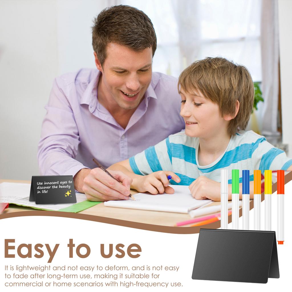 40Pcs Reusable Plastic Mini Chalkboard Sign Versatile Double Sided Chalk Board Food Label for Restaurant Cafe Office