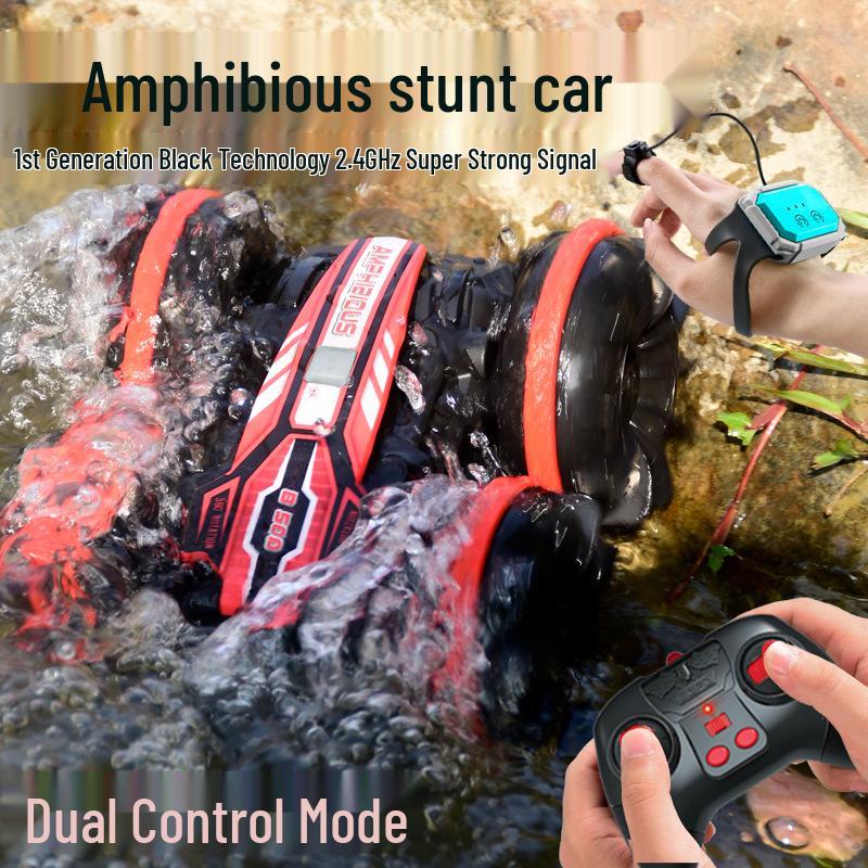 Amphibious Remote Control Stunt Car - Double-Sided Land & Water Toy Vehicle