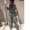 Autunno Ragazza Adolescente Retro Denim Vestiti Tuta Girocollo Giacca di Jeans e Jeans Dritti 2 Pezzi Tuta Bambino Outfits