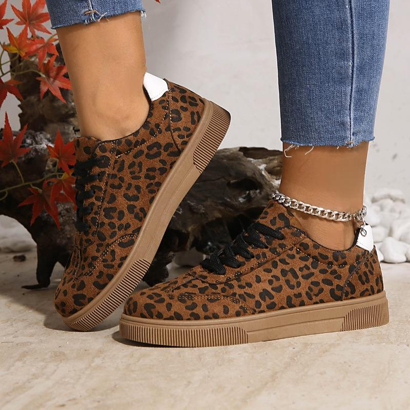 Women's Spring-Autumn Leopard-Print Casual Training Shoes.