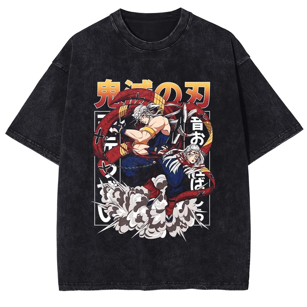Kanroji Mitsuri Kawaii Graphic T-shirt Anime Demon Slayer Tshirt Men Women Washed T Shirts Harajuku Male Manga Cotton Tops