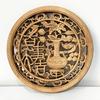 Diameter 27cm/10.8" Chinese style camphor wood carving circular decoration living room entrance background wall pendant