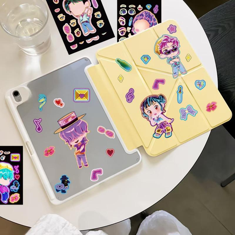 8 Neon Witch Hunters Kpop Face-changing Collage Stickers DIY Handbook Decorative Mobile Phone Case