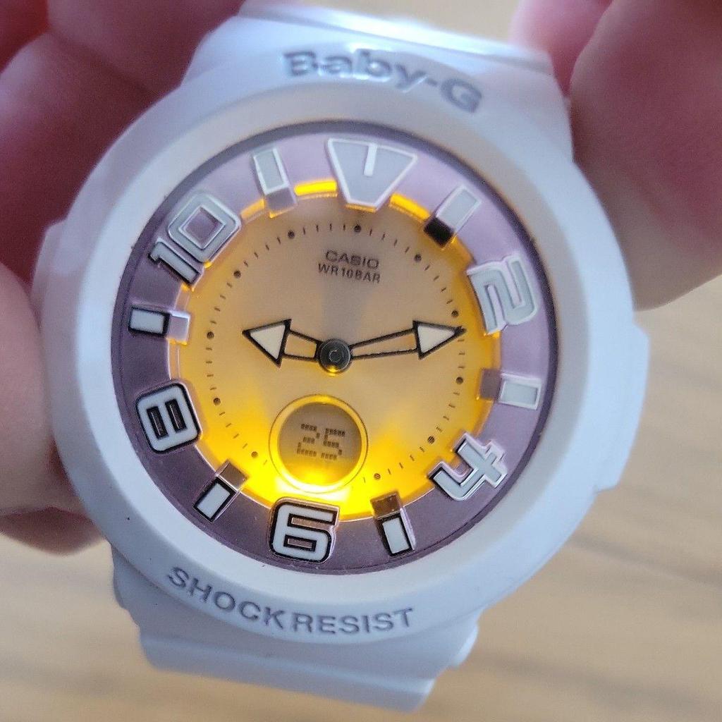 Used CASIO Baby-G BGA-1600 Radio Tough Solar Ana-Digi Watch White x Pink